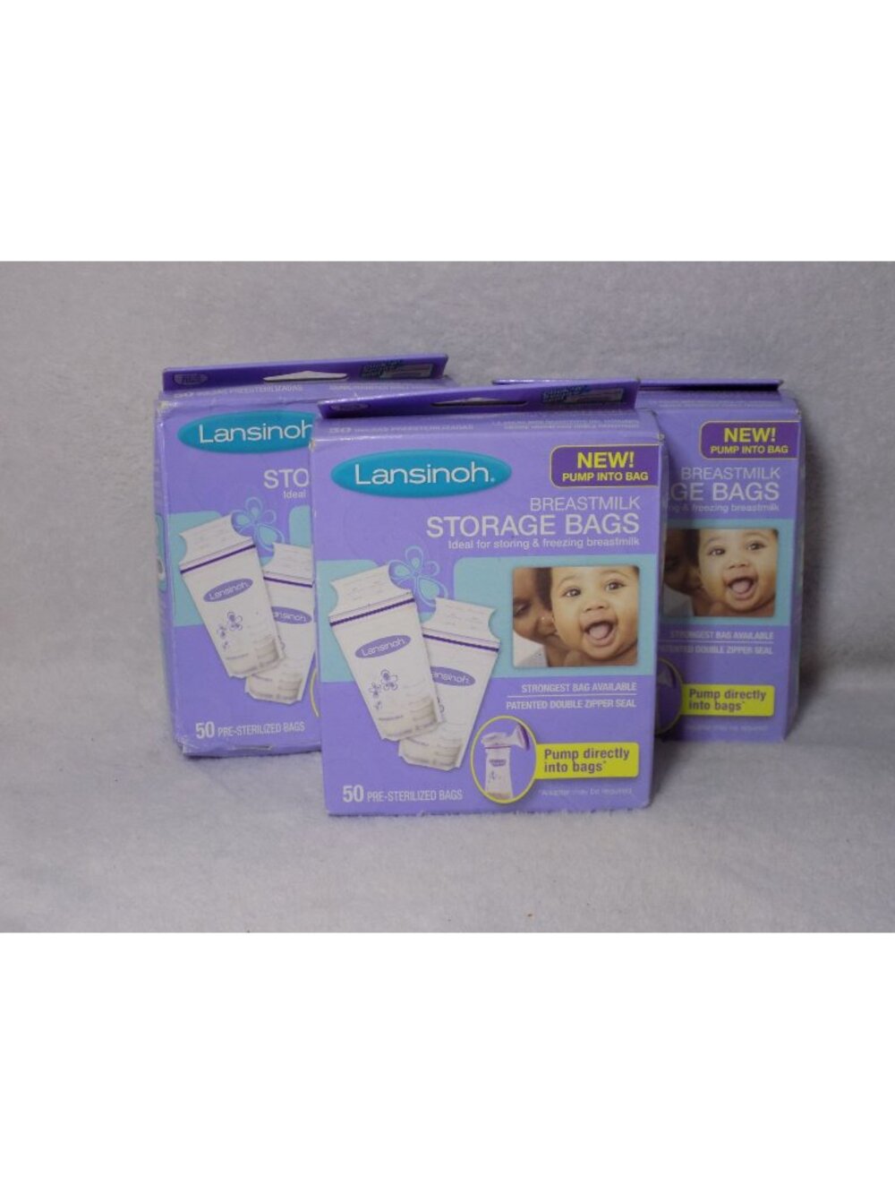 Breast Milk Storage Bags 50 Ct by Lansinoh Lot of 3 (150 Total Bags)